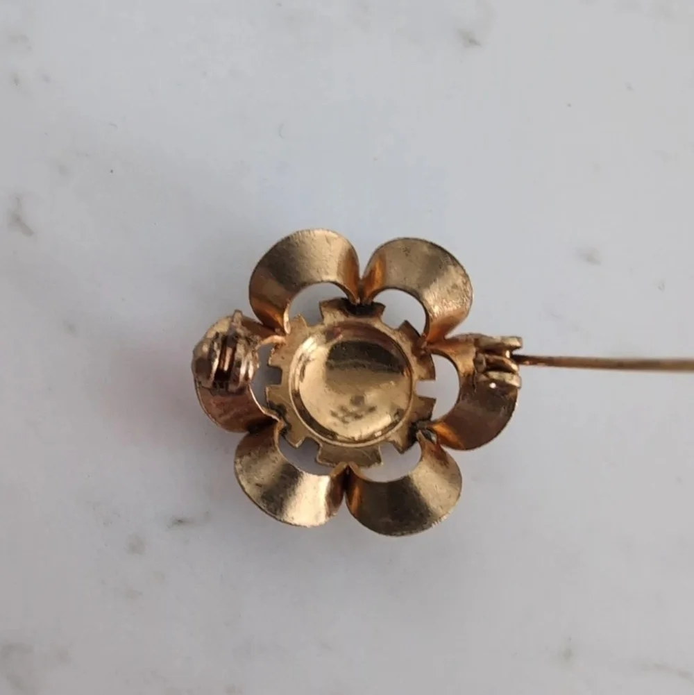 Vintage Gold Tone Filigree Flower Brooch Pin Ornate Scrollwork Antique Style